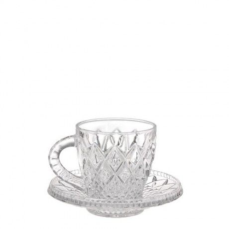 Bohemia Crystal Diamond Coffee Tea Set 2+2pc set