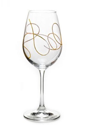 Bohemia Crystal String Gold Wine 350ml 2 piece set